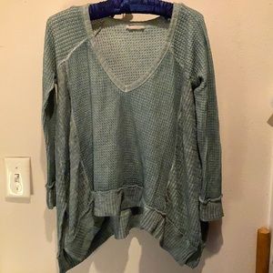 Green waffle shrug sweater